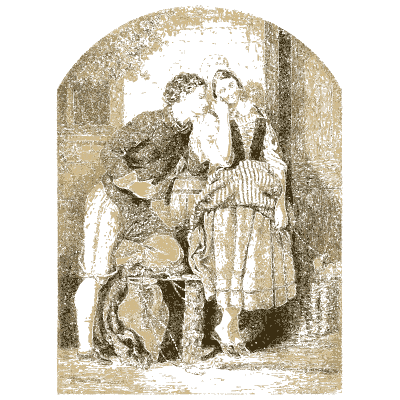Boy and girl in a stone doorway - Godey's Lady's Book, 1864 - 1864
