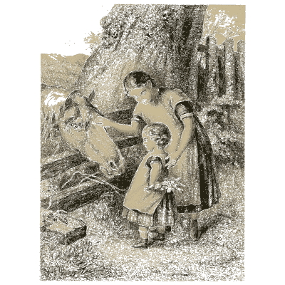 Woman and child gathering sticks - Godey's Lady's Book, 1864 - 1864