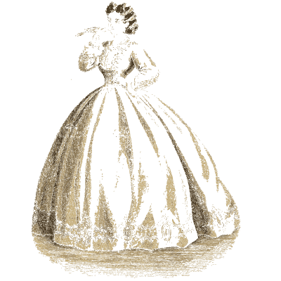 Woman in a pale crinoline gown from behind - Godey's Lady's Book, 1864 - 1864