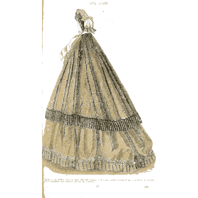 Woman in a flounced crinoline gown 01 - Godey's Lady's Book, 1864 - 1864