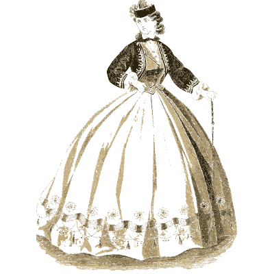 Woman in a crinoline with a short jacket - Godey's Lady's Book, 1864 - 1864