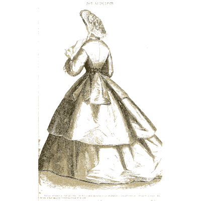 Woman in a crinoline and bonnet from behind - Godey's Lady's Book, 1864 - 1864