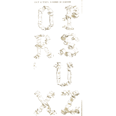 Ribbon capitals O to Z - Godey's Lady's Book, 1864 - 1864
