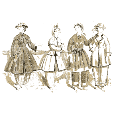 Four children in coats and hats - Godey's Lady's Book, 1864 - 1864