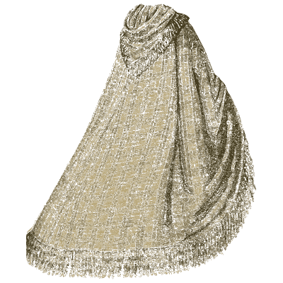 Hooded cloak with fringed hem - Godey's Lady's Book, 1864 - 1864