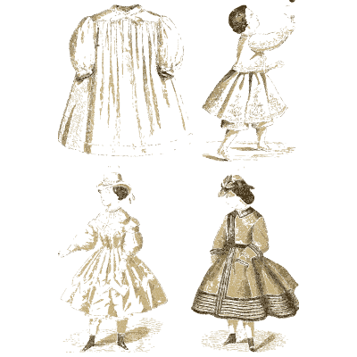 Children's coat and dresses - Godey's Lady's Book, 1864 - 1864