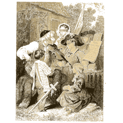 Crowded gathering scene - Godey's Lady's Book, 1864 - 1864