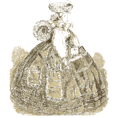 Woman in a plumed hat and trimmed gown - Godey's Lady's Book, 1864 - 1864