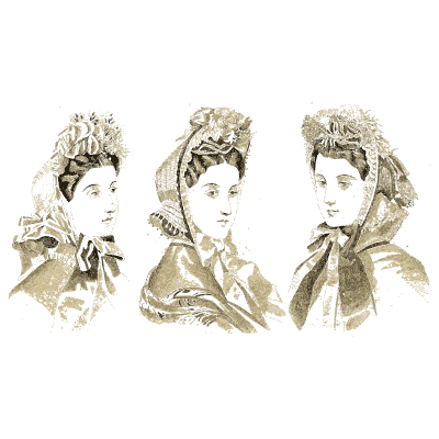 Three lace headdress studies - Godey's Lady's Book, 1864 - 1864