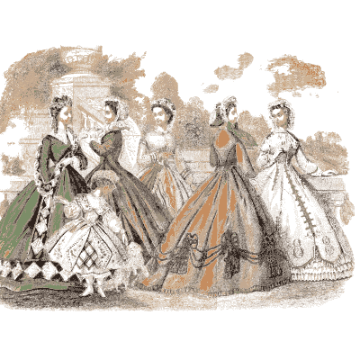 Group of women and children - Godey's Lady's Book, 1864 - 1864
