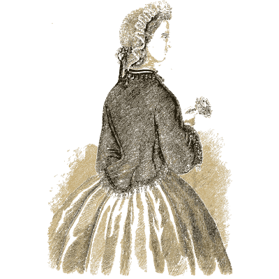 Woman in a dark mantle and bonnet - Godey's Lady's Book, 1864 - 1864