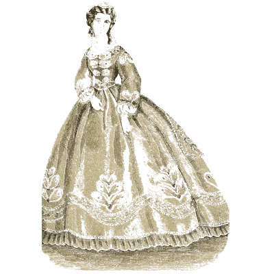 Crinoline dinner dress - Godey's Lady's Book, 1864 - 1864
