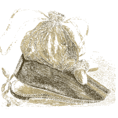 Gathered hood with lace - Godey's Lady's Book, 1864 - 1864