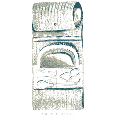 Needle case with sewing tools - Godey's Lady's Book, 1864 - 1864
