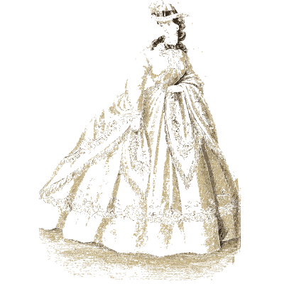 Woman in a puff-sleeved crinoline - Godey's Lady's Book, 1864 - 1864