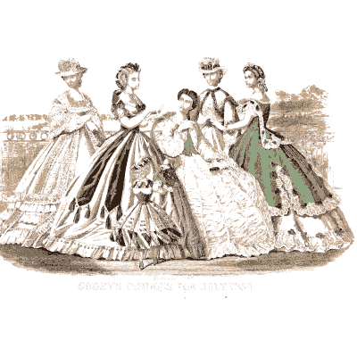 Women and children on a lawn - Godey's Lady's Book, 1864 - 1864