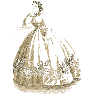 Woman in a gown with leaf sprays - Godey's Lady's Book, 1864 - 1864