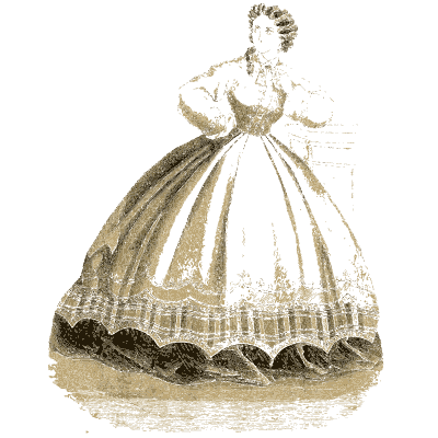 Woman in a scalloped lace gown - Godey's Lady's Book, 1864 - 1864