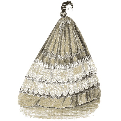Woman in a three-flounce gown - Godey's Lady's Book, 1864 - 1864