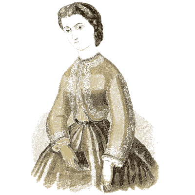 Woman in a buttoned jacket - Godey's Lady's Book, 1864 - 1864
