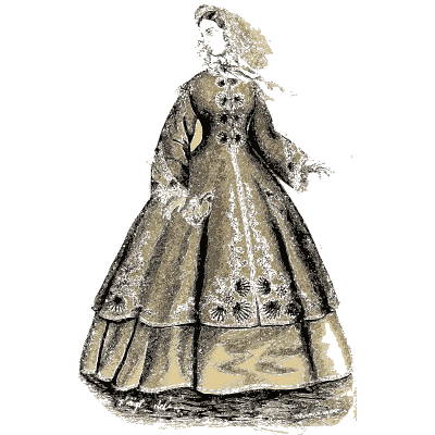 Woman in a braided crinoline gown - Godey's Lady's Book, 1864 - 1864
