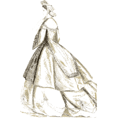 Woman in a trained gown from behind - Godey's Lady's Book, 1864 - 1864