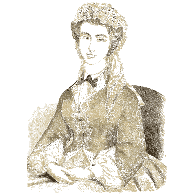 Woman in a waistcoat jacket and lace headdress - Godey's Lady's Book, 1864 - 1864