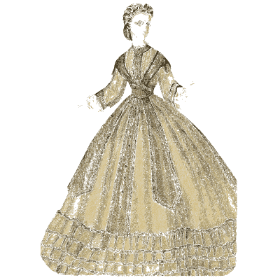 Woman in a flounced crinoline gown 02 - Godey's Lady's Book, 1864 - 1864