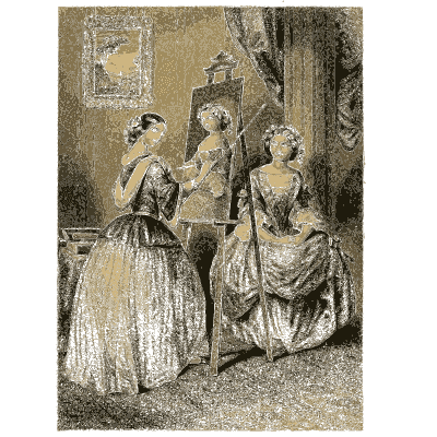 Women around an easel - Godey's Lady's Book, 1864 - 1864