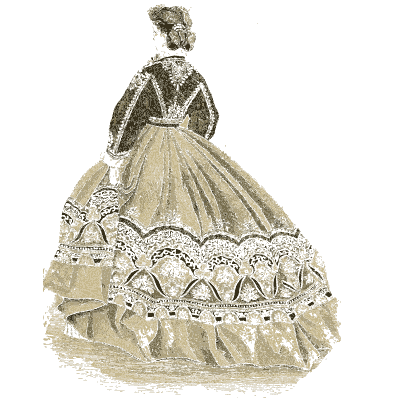 Woman in a scalloped ball gown - Godey's Lady's Book, 1864 - 1864