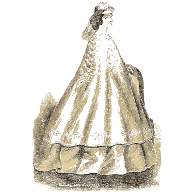Bridal gown and veil from behind - Godey's Lady's Book, 1864 - 1864