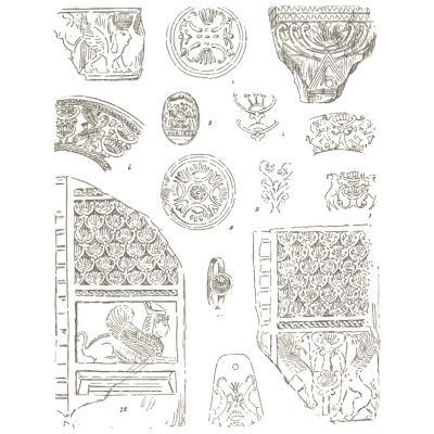 Carved fragments and rosettes - The Grammar of the Lotus - 1891
