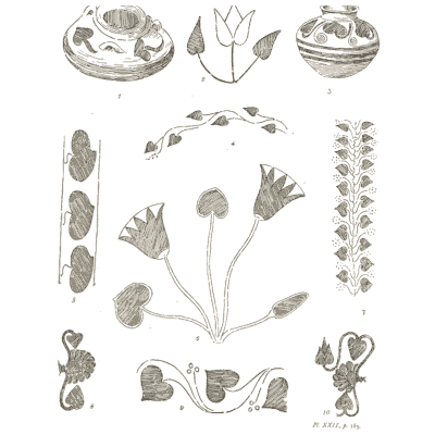 Lotus flower and bud border studies - The Grammar of the Lotus - 1891