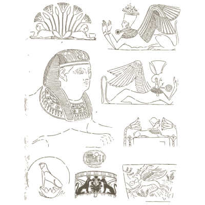 Sphinx and pharaoh head with lotus ornaments - The Grammar of the Lotus - 1891