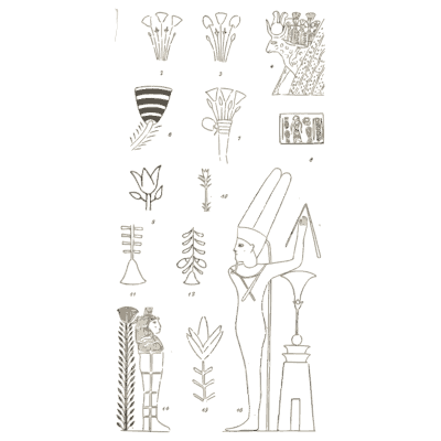 Lotus motif and pharaoh figure studies - The Grammar of the Lotus - 1891