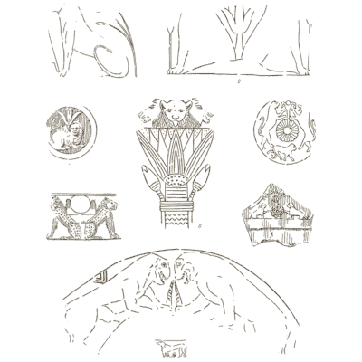 Egyptian lotus motifs with lions - The Grammar of the Lotus - 1891