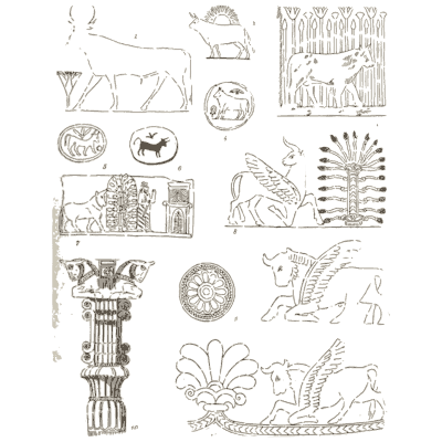 Assyrian reliefs with winged bulls and palmette - The Grammar of the Lotus - 1891