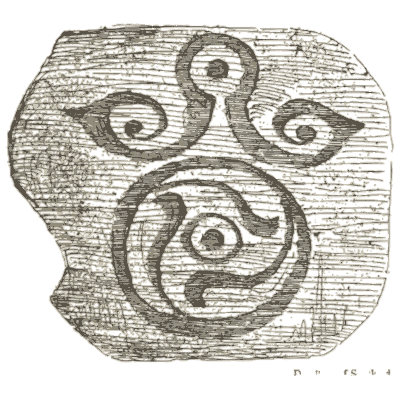 Carved spiral stone fragment - The Grammar of the Lotus - 1891