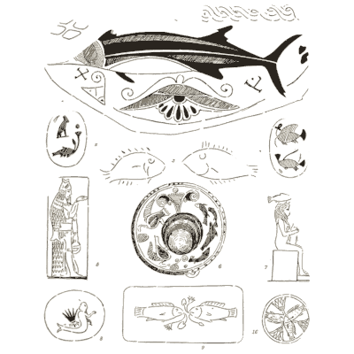 Painted fish and dolphin motifs - The Grammar of the Lotus - 1891