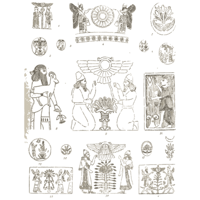 Egyptian offering scenes with lotus - The Grammar of the Lotus - 1891