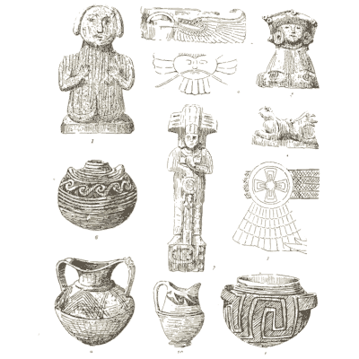 Terracotta figurines and pots - The Grammar of the Lotus - 1891