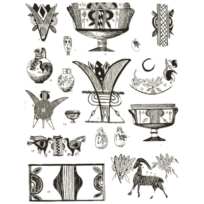Black-figure lotus motifs and kylix cups - The Grammar of the Lotus - 1891