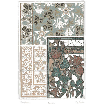 Star flower and leaf pattern panels - La Plante et ses Applications Ornementales - 1896