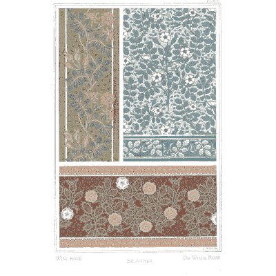Flower and leaf pattern panels in blue and red - La Plante et ses Applications Ornementales - 1896