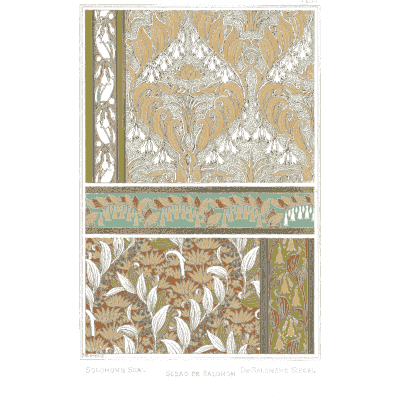 Stylised flower pattern panels in ochre - La Plante et ses Applications Ornementales - 1896