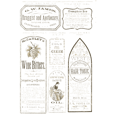 Sheet of toilet labels 01 - New Sample Book of Cut and Gummed Druggists' Labels - 1874