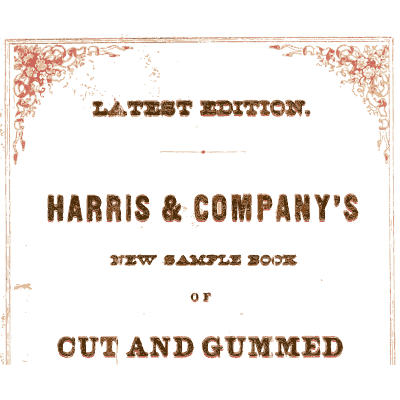 Harris sample book title page - New Sample Book of Cut and Gummed Druggists' Labels - 1874