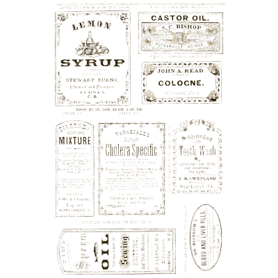 Sheet of miscellaneous labels 14 - New Sample Book of Cut and Gummed Druggists' Labels - 1874