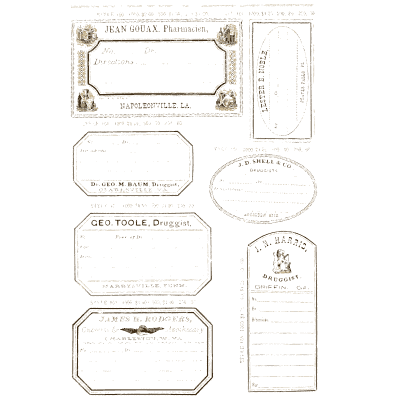 Sheet of dispensing labels 04 - New Sample Book of Cut and Gummed Druggists' Labels - 1874