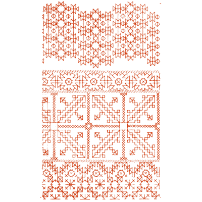 Cross sampler plate in red - Trachten und Muster der Mordvinen - 1896
